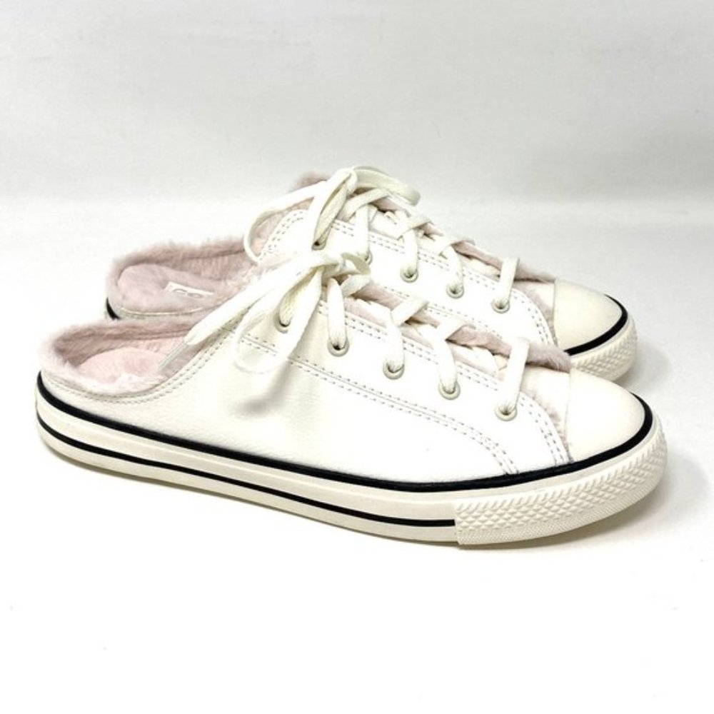 💖MEGA SALE💖Converse Womens  569547C CTAS DAINTY Mule Slip Egret Faux  Fur Sand - Picture 3 of 10